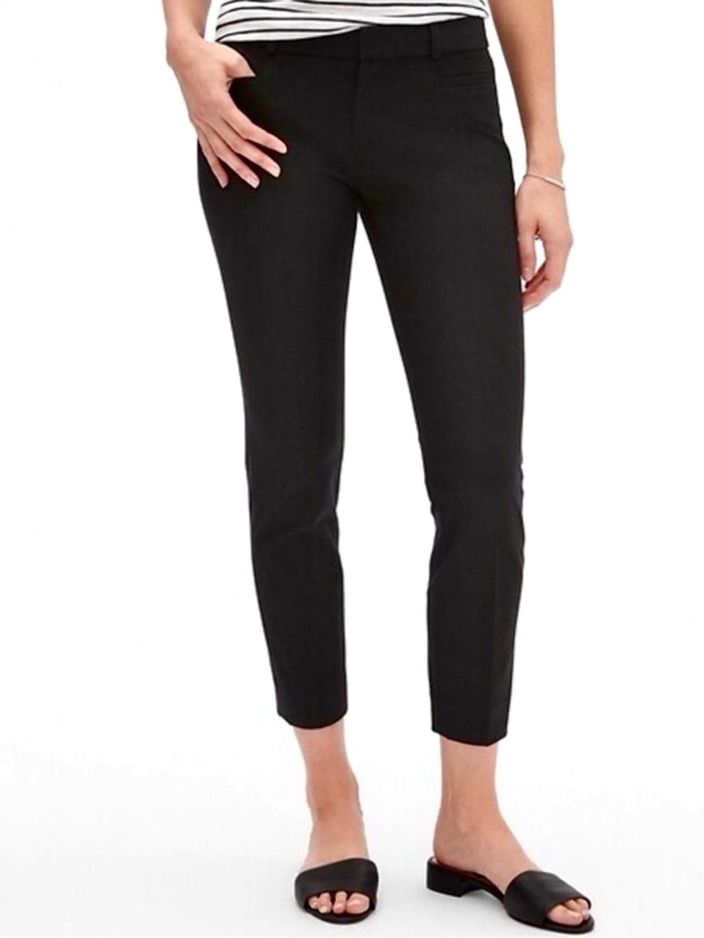 Banana Republic Sloan Crop Pants Black Stretch Ankle Work Pants Size 6